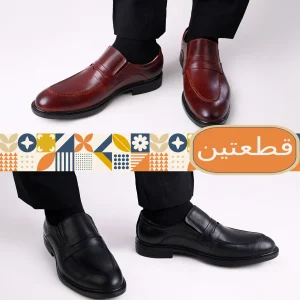 عرض قطعتين جزمة جلد طبيعى كود 63